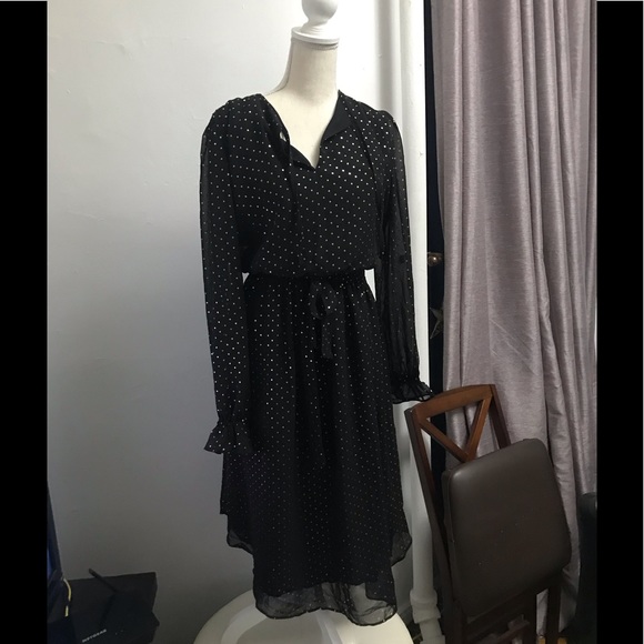 GAP - Metallic Print Sheer Sleeve Midi Dress NWT - Picture 2 of 6